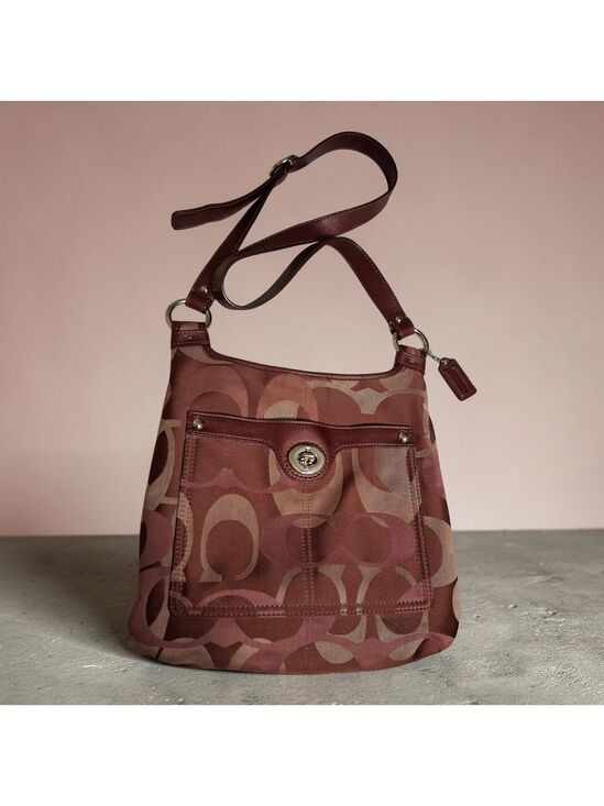 Coach Handbags - Coach Penelope Optic Hippie Signature Maroon Crossbody Bag 10x10